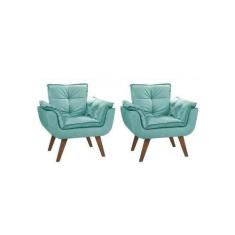 Duas Poltronas Chesterfield Luxo Opala -  AZUL ACQUA / SALA, RECEPÇÃO,