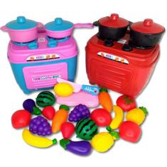 Fogão Infantil Frutas e Legumes de Cortar + Mercadinho de Brinquedo - 
