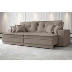 Sofá Palermo 2,80m Retrátil e Reclinável Velosuede Bege - netsofas