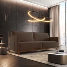 Sofá 3 Lugares Veludo 236 Cm Dubai Marrom