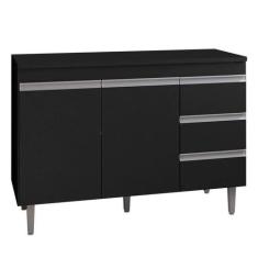 Balcão De Cozinha Andréia Com Tampo 120 Cm Preto Fosco - Ajl - AJL MÓV