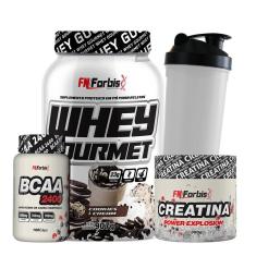 Kit Whey Protein Gourmet + Creatina 300g + BCAA 100 cáps + Coqueteleira - FN Forbis Nutrition-Unissex