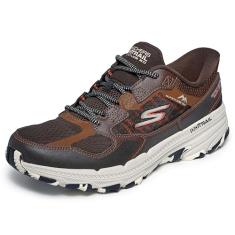 Skechers Tênis de corrida masculino Go Run Trail Altitude 2.0 - Rocky Hill Trail, Marrom/laranja, 42