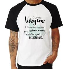 Camiseta Raglan Sou de Virgem - Foca na Moda, Branco, Preto, GG