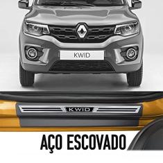 Kit Calha de Chuva Esportiva com Soleira Resinada Premium Compatível Com Renault Kwid 2017 18 19