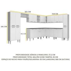 Cozinha Completa Xangai Pop Fg3152 Com Armário E Balcão Branca