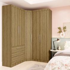 Guarda Roupa Modulado Diagonal 3 pçs Com 5 Pts E 4 Gavetas Paris Móveis Avelã Pf Com Avelã Pf