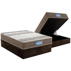 Cama Box Casal: Colchão Espuma Probel D33/EP Guarda Costas Próintense Double Face + Base CRC Suede Brown(138x188)
