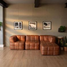 sofá guldi popup com 2 módulos canto central e puff corino carao