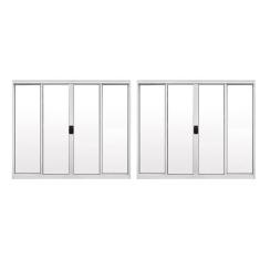 Kit com 2 Janelas de Alumínio de Correr 100x200cm 4 Folhas Hale Esquadrias Branco
