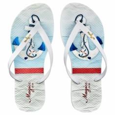 Chinelo Praia Feminino Âncora Branca, Magicc-Feminino