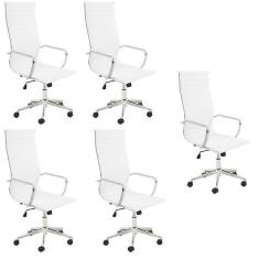 Conjunto com 5 Cadeiras de Escritório Presidente Giratória Office Sevilha Alta Branco