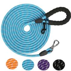 Coleira longa para treinamento de cães 16 pés/30 pés/50 pés/30 pés, refletiva com gancho travável, corda de amarração de chumbo resistente para cães grandes, médios e pequenos ao ar livre, passeando