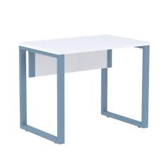 Mesa Escritório P25 TUB Pandin 90 cm (Larg) Tampo MDP Branco Pé Aço Tubular Azul Dali