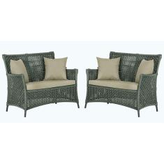 2 Sofás área Externa Igapó Alumínio Preta Corda Náutica E7 Verde