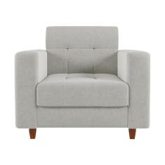 Poltrona Arezzo Linho Pés Chanfrado Castanho