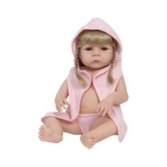 Bebê Reborn Loira Realista + Pagão Rosa Com Roupão Enxoval - Cegonha R