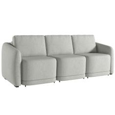 Sofá Cama para Sala de Estar 3 Lugares 276cm Montserrat K01 Linho Cinza - Lyam Decor