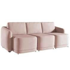 Sofá Cama para Sala de Estar 4 Lugares 336cm Montserrat K01 Veludo Rosê - Lyam Decor