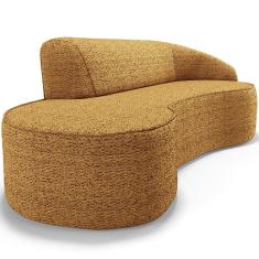 Sofá 3 Lugares Curvo Sala de Estar Living Firenze Direito D02 Prime Bouclê Mostarda 210cm PB-03 - Lyam Decor