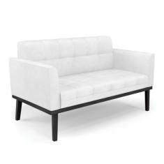 Sofá Namoradeira 2 Lugares Base de Madeira Preto Elisa Corano Branco D