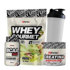 Kit Whey Protein Refil + Creatina 300g + BCAA cáps + Coqueteleira - FN Forbis Nutrition-Unissex