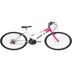 Bicicleta de Passeio Ultra Bikes Esporte Bicolor Aro 26 Reforçada Freio V-Brake – 18 Marchas Branco/Rosa Feminina