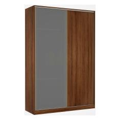 Guarda Roupa 2 Portas de Correr Alumínio Inox com Vidro Reflecta Prata 159 cm Prime Luciane Móveis