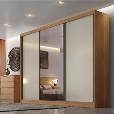 Guarda Roupa Casal com Espelho 3 Portas 6 Gavetas Soberano Novo Horizonte Cumaru Fendi