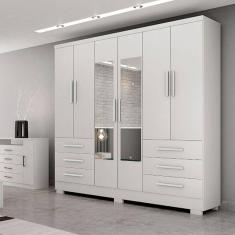 Guarda Roupa Agata 6 Portas 6 Gavetas com Espelho com 6 Pés Clic Móveis