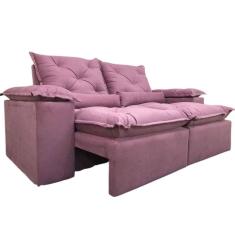 Sofa Retratil Reclinavel Veludo 2,30m Design Elegante Athena