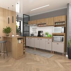 Cozinha Modulada Marti com Tampo 7 Peças Mel/fendi