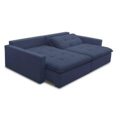 sofá 3 lugares retrátil sem caixa capri veludo azul