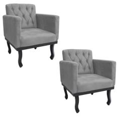 Kit 02 Poltronas Decorativas Classic Suede Cinza - AM Decor
