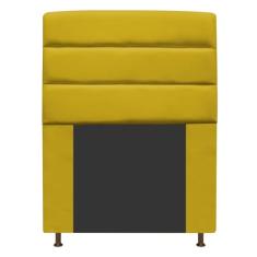 Cabeceira Estofada Turim 90 cm Solteiro Suede Amarelo - Amarena Móveis
