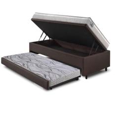 Bicama Box Baú Solteiro Revestimento Sintético Linho Marrom 88x188 Com