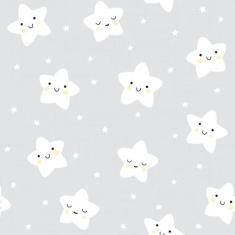 Papel de Parede Estrelas Cinza Infantil 57x270cm - Quartinhos