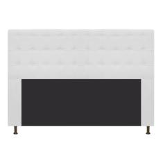 Cabeceira Estofada Dama Capitonê 140 cm para Cama Box de Casal Suede Branco para Quarto - AM Decor