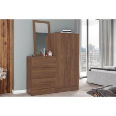Cômoda De Quarto Briz B700 C/ 2 Portas E 3 Gavetas Castanho - Henn