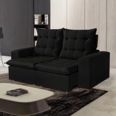 Sofá Retrátil E Reclinável 2 Lugares 196cm Veneza Preto