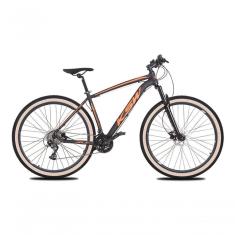Bicicleta Aro 29 Ksw Xlt 24v K7 Câmbios Shimano Freio Hidráulico Garfo Trava Pneu Faixa - Preto/laranja Tam.21