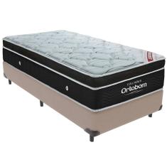 Cama Box Bege E Colchão Elegant Molas Ensacadas Solteiro Ortobom