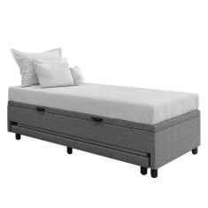 Bicama Box Baú Solteirão 96x188 cm Samy S05 Linho Cinza - Mpozenato