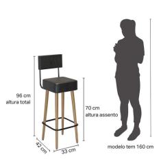 Kit 02 Banquetas Barcelona Alta - Pés Palito  Dreamy House - Salaone, 