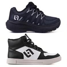 Kit Tênis Infantil De Led Casual Escolar Meninos Basico Street Jogger-Masculino