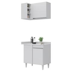 Balcão 1 Porta Denver E Armário Aéreo Austin De Canto Branco - Lumil