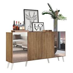 Aparador Buffet c/Espelho e Pés Retrô Vegas Multimóveis Rustic/branco