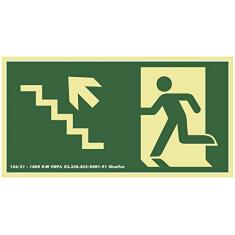 Placa em Pvc 15X30 Cm - Rota de Fuga - Escada Sobe a Esquerda, SINALIZE, 315AJ, Verde