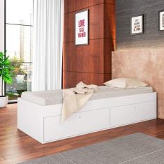 Quarto Juvenil Com Cama E Mesa De Cabeceira 80 Tókio Branco