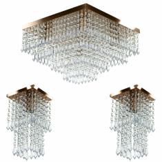 Kit 1 Lustre Cristal Acr. Dream + 2 Lustres Spark Cobre